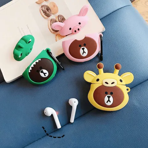 [ ᴄᴀꜱᴇ ᴀɪʀᴘᴏᴅ ] Case Airpod Vỏ Bọc Airpods ( Gấu nâu ) Cho Hộp Sạc Tai Nghe AirPods 1 2 Bằng Silicon Dẻo Siêu Cute