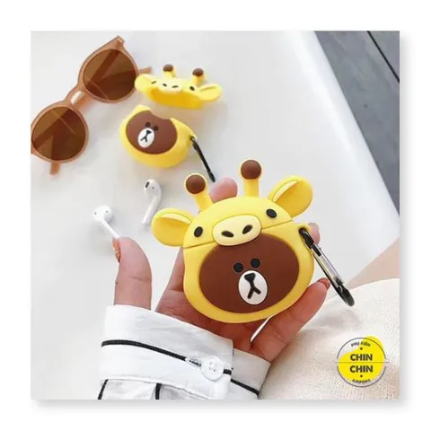 [ ᴄᴀꜱᴇ ᴀɪʀᴘᴏᴅ ] Case Airpod Vỏ Bọc Airpods ( Gấu nâu ) Cho Hộp Sạc Tai Nghe AirPods 1 2 Bằng Silicon Dẻo Siêu Cute