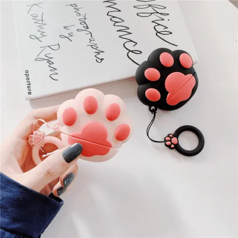 🔜 [ ᴄᴀꜱᴇ ᴀɪʀᴘᴏᴅ ] Case Airpod Vỏ Bọc Airpods ( Chân Mèo Xinh ) Cho Hộp Sạc Tai Nghe AirPods 1 2 Bằng Silicon Dẻo Siêu C