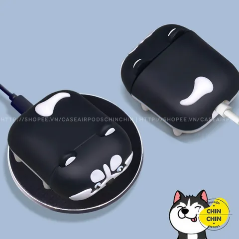 🔜 [ ᴄᴀꜱᴇ ᴀɪʀᴘᴏᴅ ] Case Airpod Vỏ Bọc Airpods ( Chó Husky Nằm ) Cho Hộp Sạc Tai Nghe AirPods 1 2 PRO Bằng Silicon Dẻo Si