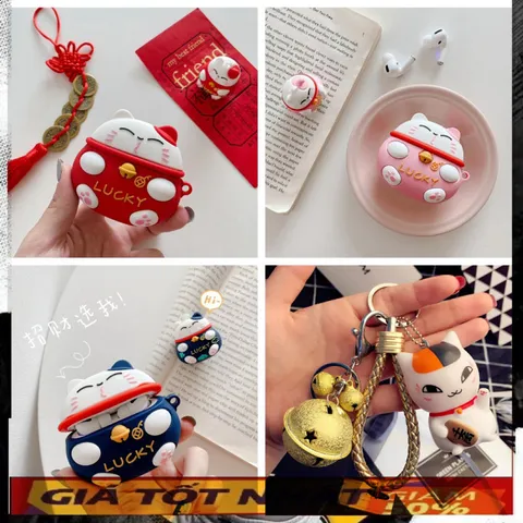 🔜 [ ᴄᴀꜱᴇ ᴀɪʀᴘᴏᴅ ] Tổng hợp các mẫu Móc Khóa TOP 6 MÈO MAY MẮN Cực Chất treo kèm với Vỏ case Airpod 1 2 đồng bộ phong cá