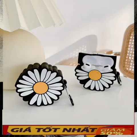 Vỏ Bọc AirPods (Hoa Cúc) Silicon Dẻo Siêu Cute Cho AirPods 1 2 PRO - Phụ Kiện Tai Nghe Chất Lượng Cao