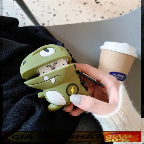 🔜 [ ᴄᴀꜱᴇ ᴀɪʀᴘᴏᴅ ] Case Airpod Vỏ Bọc Airpods ( Khủng long tia chớp ) Cho Hộp Sạc Tai Nghe AirPods 1 2 PRO Bằng Silicon