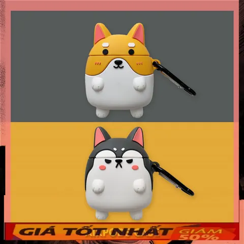🔜 [ ᴄᴀꜱᴇ ᴀɪʀᴘᴏᴅ ] Case Airpod Vỏ Bọc Airpods ( Chó Shiba ) Cho Hộp Sạc Tai Nghe AirPods 1 2 Bằng Silicon Dẻo Siêu Cute