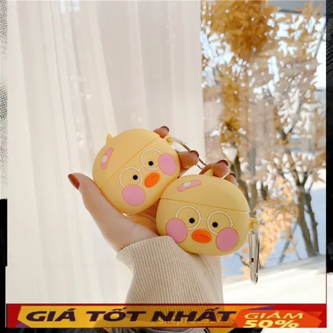 🔜 [ ᴄᴀꜱᴇ ᴀɪʀᴘᴏᴅ ] Case Airpod Vỏ Bọc Airpods ( Vịt Má Hồng ) Cho Hộp Sạc Tai Nghe AirPods 1 2 PRO Bằng Silicon Dẻo Siêu