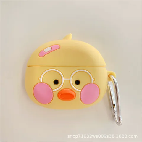 🔜 [ ᴄᴀꜱᴇ ᴀɪʀᴘᴏᴅ ] Case Airpod Vỏ Bọc Airpods ( Vịt Má Hồng ) Cho Hộp Sạc Tai Nghe AirPods 1 2 PRO Bằng Silicon Dẻo Siêu