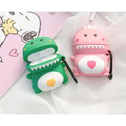 🔜 [ ᴄᴀꜱᴇ ᴀɪʀᴘᴏᴅ ] Case Airpod Vỏ Bọc Airpods ( Khủng long trái tim ) Cho Hộp Sạc Tai Nghe AirPods 1 2 Bằng Silicon Dẻo