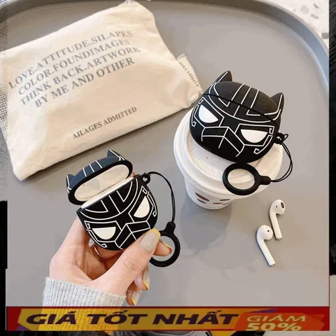🔜 [ ᴄᴀꜱᴇ ᴀɪʀᴘᴏᴅ ] Case Airpod Vỏ Bọc Airpods ( Siêu Anh Hùng Báo Đen ) Cho Hộp Sạc Tai Nghe AirPods 1 2 Bằng Silicon Dẻ