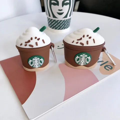 🔜 [ ᴄᴀꜱᴇ ᴀɪʀᴘᴏᴅ ] Case Airpod Vỏ Bọc Airpods ( Cốc Kem Starbuck ) Cho Hộp Sạc Tai Nghe AirPods 1 2 Bằng Silicon Dẻo Siê