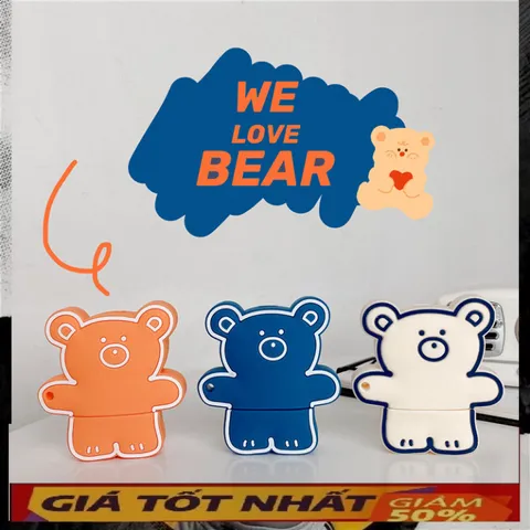 🔜 [ ᴄᴀꜱᴇ ᴀɪʀᴘᴏᴅ ] Case Airpod Vỏ Bọc Airpods ( Gấu Bear cả người ) Cho Hộp Sạc Tai Nghe AirPods 1 2 Bằng Silicon Dẻo Si
