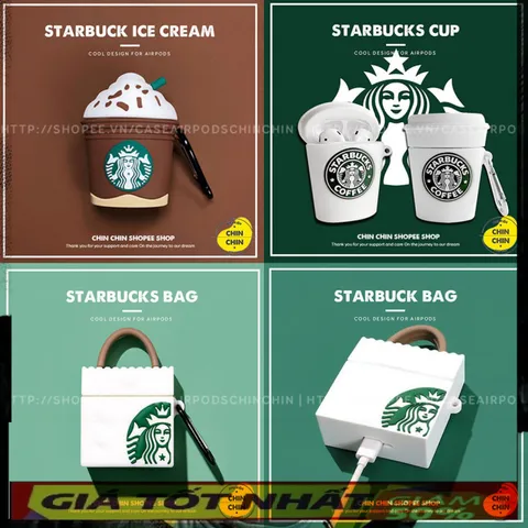 🔜 [ ᴄᴀꜱᴇ ᴀɪʀᴘᴏᴅ ] Tổng hợp Case Vỏ Bọc Airpods STARBUCK. cho Hộp Sạc Tai Nghe Bluetooth AirPods 1 2 Bằng Silicon Dẻo Si