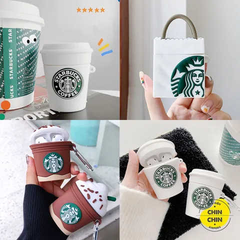 🔜 [ ᴄᴀꜱᴇ ᴀɪʀᴘᴏᴅ ] Tổng hợp Case Vỏ Bọc Airpods STARBUCK. cho Hộp Sạc Tai Nghe Bluetooth AirPods 1 2 Bằng Silicon Dẻo Si
