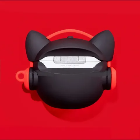🔜 [ ᴄᴀꜱᴇ ᴀɪʀᴘᴏᴅ ] Case Airpod Vỏ Bọc Airpods Siêu Cute ( Chó Bull Hiphop đeo tai nghe Đỏ ) Cho Hộp Sạc Tai Nghe AirPods
