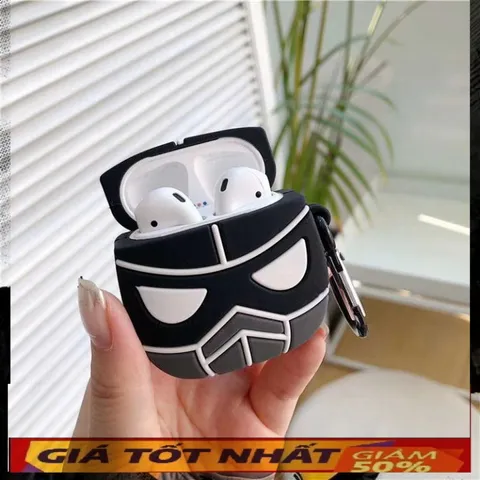 🔜 [ ᴄᴀꜱᴇ ᴀɪʀᴘᴏᴅ ] Case Airpod 1 2 Vỏ Bọc Airpods ( BLACK PANTHER ) Cho Hộp Sạc Tai Nghe AirPods 1 2  Bằng Silicon Dẻo S
