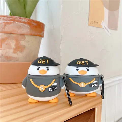 🔜 [ ᴄᴀꜱᴇ ᴀɪʀᴘᴏᴅ ] Case Airpod Vỏ Bọc Airpods ( Vịt HipHop RICH ) Cho Hộp Sạc Tai Nghe AirPods 1 2 PRO Bằng Silicon Dẻo