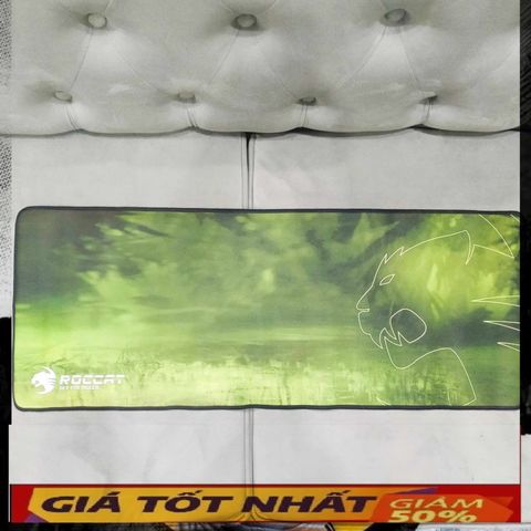 Miếng Lót Chuột Lớn Cao Su Chống Nước [RoccatXanh lá cây 34] 80x30cm Dày 3mm - Bàn Di Chuột Chuyên Game Siêu Bền, Chống Trượt