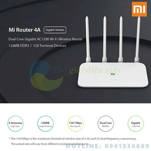 🔆 Bộ Phát Wifi Xiaomi Mi Router Gen 4A Dual kênh 2.4G & 5G băng thông 1200Mbps ☑ BH 12 tháng  ( 💯 Chính Hãng )