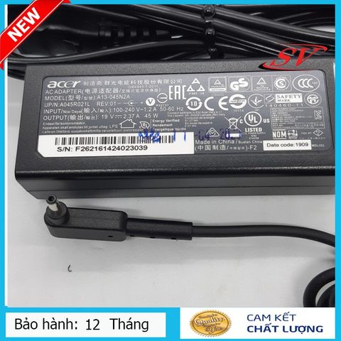 Sạc Laptop Acer 45W - 2,31A Chân Nhỏ Chính Hãng, Bảo Hành 12 Tháng, Sạc Đảm Bảo Chất Lượng Tốt Nhất