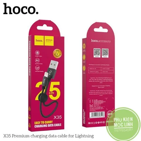 🔜 Cáp sạc Lightning / Android / Type C dài 25cm Hoco X35 🍬 Dây ngắn Iphone dùng cho sạc dự phòng