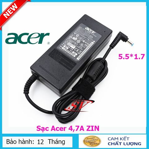Sạc Laptop Acer 4,7A Chính Hãng - Sạc Zin Bảo Hành 12 Tháng, An Toàn, Kiểm Soát Nhiệt, Dùng Cho Nhiều Mô Hình