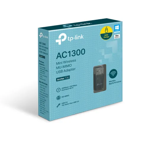 Bộ Thu Wifi TP-Link Archer T3U AC1300Mbps - Kết Nối Băng Tần Kép, Cổng USB 3.0 Tốc Độ Cao, Hỗ Trợ Windows và Mac