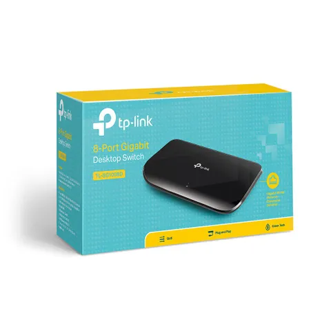 Switch để bàn Gigabit 8 cổng TP-LINK TL-SG1008D - Tiết kiệm năng lượng 80% - Cắm và sử dụng, không cần cấu hình