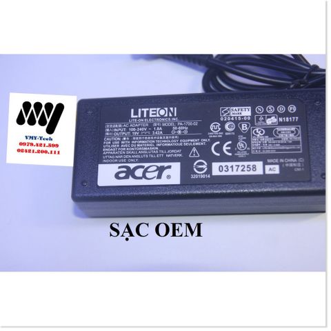 Sạc Laptop Acer 19V 3.42A Kèm Dây Nguồn - Phụ Kiện Chất Lượng Cao, Bảo Hành 12 Tháng Tại Hà Nội