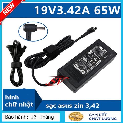 Sạc Laptop ASUS 65W 19.5V-3.42A - Sạc ZIN Chuyên Dụng Hình Chữ Nhật, Độ Bền Cao, Giảm Nóng Máy, Bảo Hành 12 Tháng