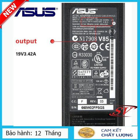 Sạc Laptop ASUS 65W 19.5V-3.42A - Sạc ZIN Chuyên Dụng Hình Chữ Nhật, Độ Bền Cao, Giảm Nóng Máy, Bảo Hành 12 Tháng