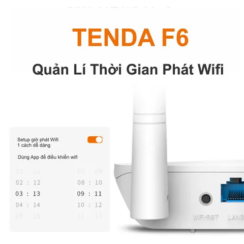 Router WiFi Tenda F6 Wireless N300Mbps - Thiết kế 4 Anten MIMO, Chế độ Repeater & Hẹn Giờ, Phù Hợp cho Nhà và Căn Hộ Nhỏ