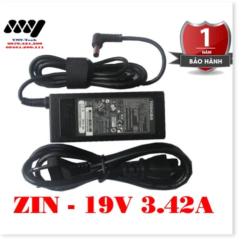 🔜 Sạc Laptop Toshiba 19V – 3.42A - 65W Adaper NEW Kèm Dây Nguồn - Bảo hành 12 tháng