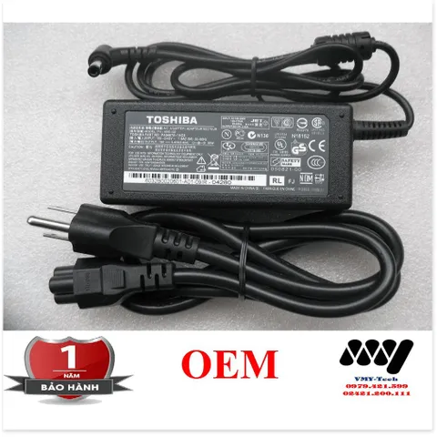 🔜 Sạc Laptop Toshiba 19V – 3.42A - 65W Adaper NEW Kèm Dây Nguồn - Bảo hành 12 tháng
