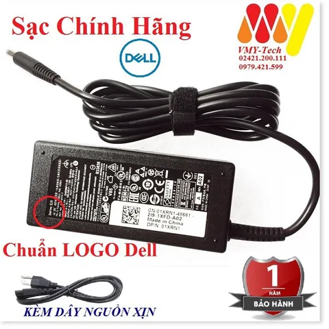 🔜 Sạc Laptop Dell 19v 3.34A Chân kim nhỏ Inspiron 3567 3568 7347 7348 3558 3559 XPS 11 13 - Kèm dây sạc (NEW 100%)