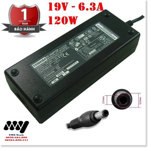 🔜  Sạc Laptop Toshiba 19v 6.3A Adapter - Kèm Dây nguồn - New