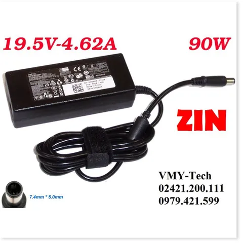 🔜 Sạc laptop Dell 19.5V 4.62A Chân Kim To - 3542 3543 3521 3757 7537 5447 5448 5547 5548 Adapter KÈm dây nguồn