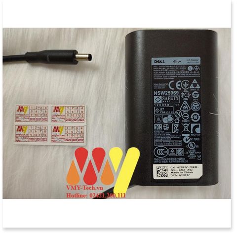 Sạc Laptop Dell Chính Hãng 19.5V 2.31A 45W Chân Kim Nhỏ - Adapter Kèm Dây Nguồn Cho XPS 13
