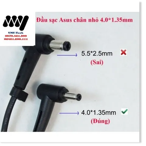 🔜 Sạc Laptop Asus X541 X441 X553 A540 X540 K401 E402 E502 VivoBook S14 19V – 2.37A Sạc Vuông ZIN Chân Nhỏ ZIN Chính Hãn