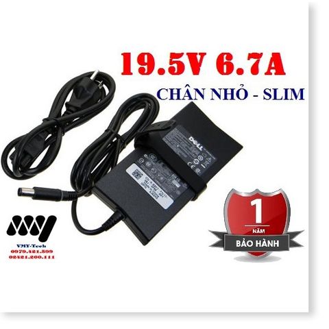 Adapter Sạc Laptop Dell 130W 19.5V-6.7A Chân Nhỏ SLIM - Kèm Dây Nguồn, Hàng Mới, Chất Lượng Cao