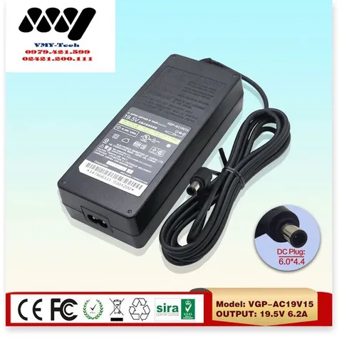 🔜 Nguồn Sạc Laptop Tivi SONY 19.5V 6.2A Adapter - Kèm dây nguồn - NEW 100%