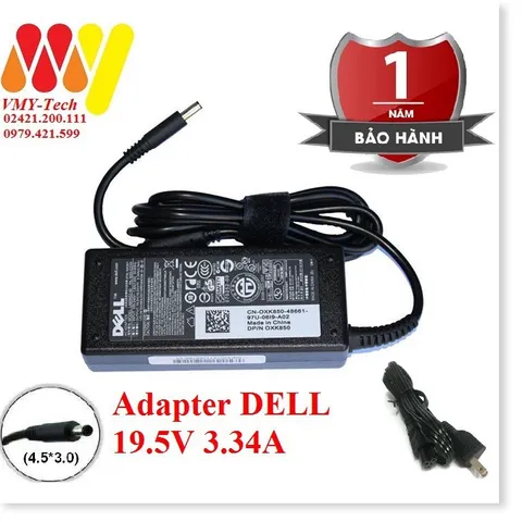 🔜 Sạc Laptop Dell 19.5v - 2.31a - 45w - Adapter Kèm dây nguồn XPS 13 Inspiron 5452 5455 5458 5459