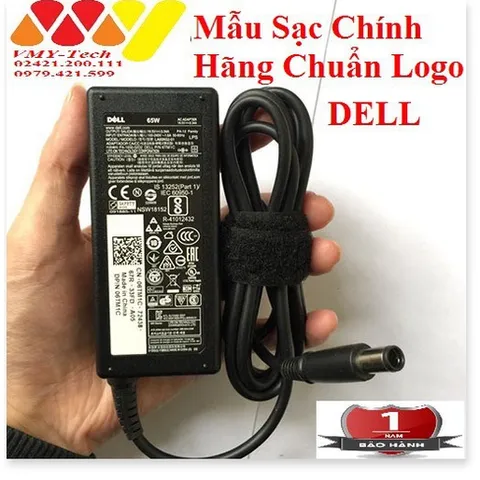 🔜 Sạc Laptop Dell 19.5V 3.34A (65w) chân kim to Chính Hãng 4110 4010 2421 2420 3450 4050 3521 (Adapter Dell 19.5V – 3.3