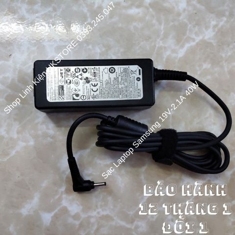Sạc Laptop Samsung Chính Hãng 19V-2.1A 40W Cho Các Dòng NC10, N310, 530U4, 520U4, Bảo Hành 12 Tháng, Tặng Kèm Dây