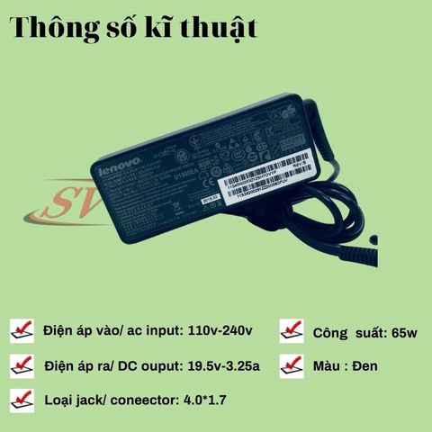 Sạc Laptop Lenovo Ideapad 3.25A 65W Chân Cắm 4.0*1.7 - Sạc Cao Cấp ZIN, Bảo Hành 12 Tháng, Sạc Chắc Chắn, Không Nóng Máy
