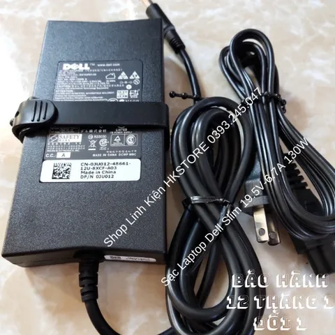 🔝 Sạc Laptop Dell Slim 19.5V-6.7A 130W Dell E5400 E6400 E5500 E6500 M2400 M4400 D600 D620 A840 1400 1535 1537 1555 xps