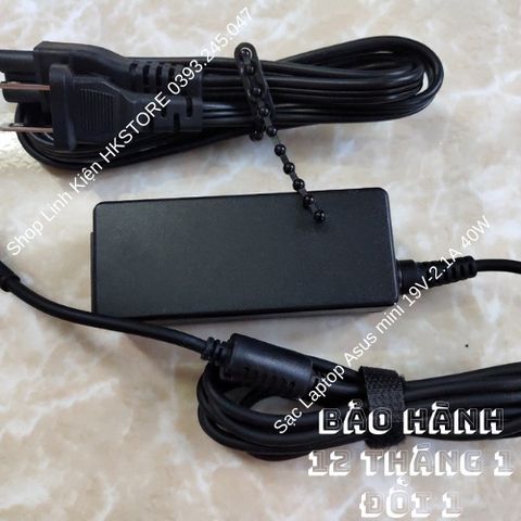 Sạc Laptop Asus Mini 19V-2.1A 40W Chính Hãng Dùng Cho Eee PC 1001H 1005H 1015P - Bảo Hành 12 Tháng, Tặng Kèm Dây Sạc