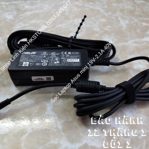 Sạc Laptop Asus Mini 19V-2.1A 40W Chính Hãng Dùng Cho Eee PC 1001H 1005H 1015P - Bảo Hành 12 Tháng, Tặng Kèm Dây Sạc