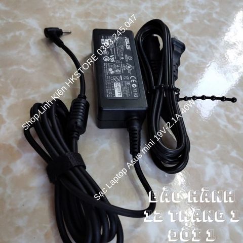 Sạc Laptop Asus Mini 19V-2.1A 40W Chính Hãng Dùng Cho Eee PC 1001H 1005H 1015P - Bảo Hành 12 Tháng, Tặng Kèm Dây Sạc