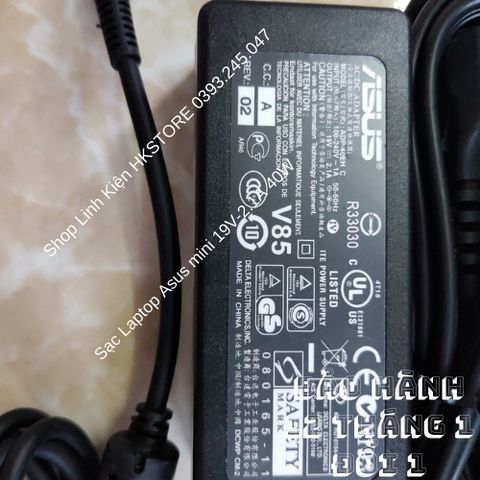 Sạc Laptop Asus Mini 19V-2.1A 40W Chính Hãng Dùng Cho Eee PC 1001H 1005H 1015P - Bảo Hành 12 Tháng, Tặng Kèm Dây Sạc