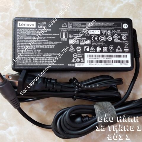 Sạc Laptop Lenovo 20V-6.75A 135W Chân Kim cho Y50-70, Y40-70, T550p, Y700, Y70, Y50, T530, T540P, T440P, W540 - Bảo Hành 12 tháng