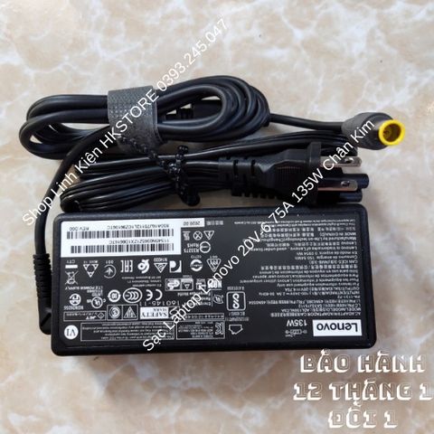 Sạc Laptop Lenovo 20V-6.75A 135W Chân Kim cho Y50-70, Y40-70, T550p, Y700, Y70, Y50, T530, T540P, T440P, W540 - Bảo Hành 12 tháng